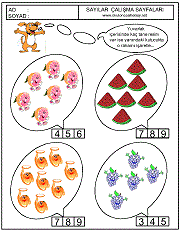okul öncesi çocuklar için sayı kavramı ile ilgili çalışma sayfaları